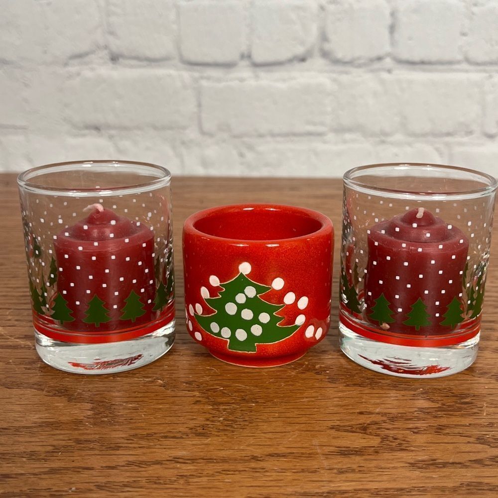 Waechtersbach Christmas Tree Tealight & Libbey Votive holders Candle Holders